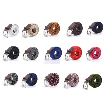 - Canvas Elastic Fabric Woven Stretch Braided Belts Solid Color