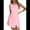 thumbnail image 2 of Vestido de Tenis Deportivo para Mujer, con Sujetador Incorporado y Bolsillos para Pantalones Cortos, Sin Mangas, Cuello Redondo, Minivestido Deportivo de Golf. Rosa M, 2 of 8