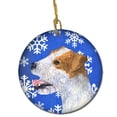 thumbnail image 1 of Jack Russell Terrier Winter Snowflakes Holiday Christmas Ceramic Ornament, 1 of 1