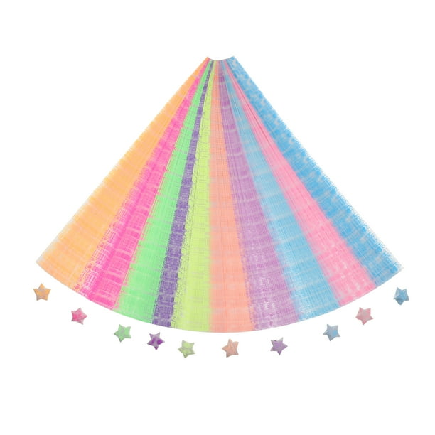 630 tiras de papel con estrellas que brillan en la oscuridad, papel plegable con forma de estrella y pentagrama.