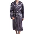 thumbnail image 2 of MesaSe Men‘s Imitation Silk Bathrobe Long Open The Front Home Service with Pocket, 2 of 5