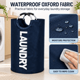 thumbnail image 4 of 90L Large Laundry Basket Bag, Tall Freestanding Collapsible Laundry Bag, Waterproof Oxford Fabric Clothes Storage Basket with Padded Handles for Dorm, Bedroom, Bathroom & Travel, Navy Blue, 4 of 8