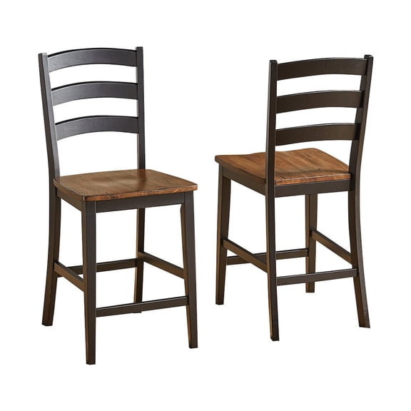 A-America Stone Creek 23.75" Ladderback Counter Stool in Black (Set of 2)