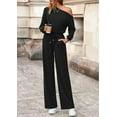 thumbnail image 4 of PRETTYGARDEN Long Sleeve Jumpsuit For Women Dressy Off Shoulder One Piece Loose Wide Leg Jumpsuits Casual Flowy Romper, 4 of 8