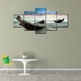 thumbnail image 4 of TISHIRON 5PCS Framed Canvas Wall Art Set,50"x24" Fisherman Boat at The Beach Canvas Art Decor, 4 of 7