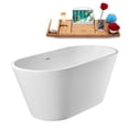 thumbnail image 2 of 55" Streamline G-34-175-GLD Soaking Glossy White Freestanding Tub and Tray With Internal Drain in Polished Gold, 2 of 12