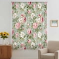 thumbnail image 3 of White Pink Flower Sheer Curtains 63 Inches Long, Shabby Chic Spring Vintage Leaf Green Light Filering Curtains, Breathable Simi Curtain Privacy Drapes for Living Room Bedroom Window Treatment, 3 of 9