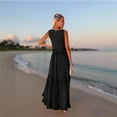 thumbnail image 7 of Women V Neck Summer Dresses 2025 Trendy Zipper Up Sleeveless Built in Bra Boho Party Cocktail Casual Maxi Beach Sun Dress Black S, 7 of 7