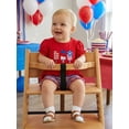 thumbnail image 6 of BemeyourBBs 2Pcs Toddler Baby Girls 4th of July Outfit Patriot Independence Day Summer Clothes Fourth of July Baby Girl Puff Short Sleeve Popsicle Embroidery T Shirt Top and Ruffle Pocket Shorts Set, 6 of 9