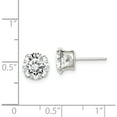 thumbnail image 4 of Sterling Silver 8mm Round Snap Set Cz Stud Earrings (8 X 8) Made In United States qe1007, 4 of 5