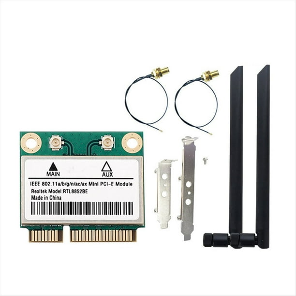 Tarjeta de Red WiFi 6 RTL8852BE con Antenas de 8 DBi y Adaptador BT 5.2 Mini PCI-e de Doble Banda de 2,4 G/5 GHz y 1800 Mbps para 10/11 A