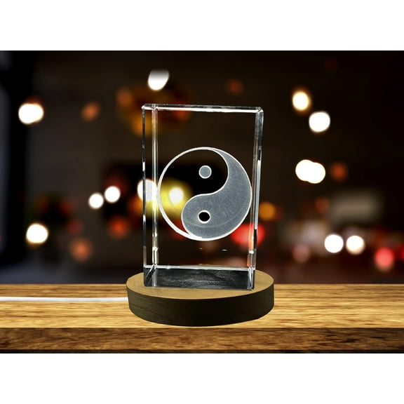 Yin Yang 3D Engraved Crystal Decor - Clear | AB Crystal Collection