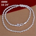 thumbnail image 2 of RSAMD 925 silver 4Mm rope chain necklace jewelry men women lady cute 16-24inch wedding-22inch, 2 of 3