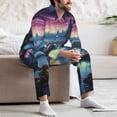 thumbnail image 7 of Fuzoiu Fantasy Landscape Starry Night Print Men's Long-Sleeved Pajama,Lounge Button Down Nightwear,Mens Notch Collar Pajama Set -Medium, 7 of 7
