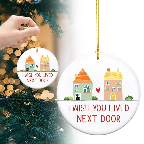 Neighbor Gifts for Women, Men - Christmas Ornaments 2024, Friendship Gifts for The Good Neighborhood, Hello Neighbor Gifts for Friends, Bestie - Christmas Tree Decoration Ceramic Ornaments(C)