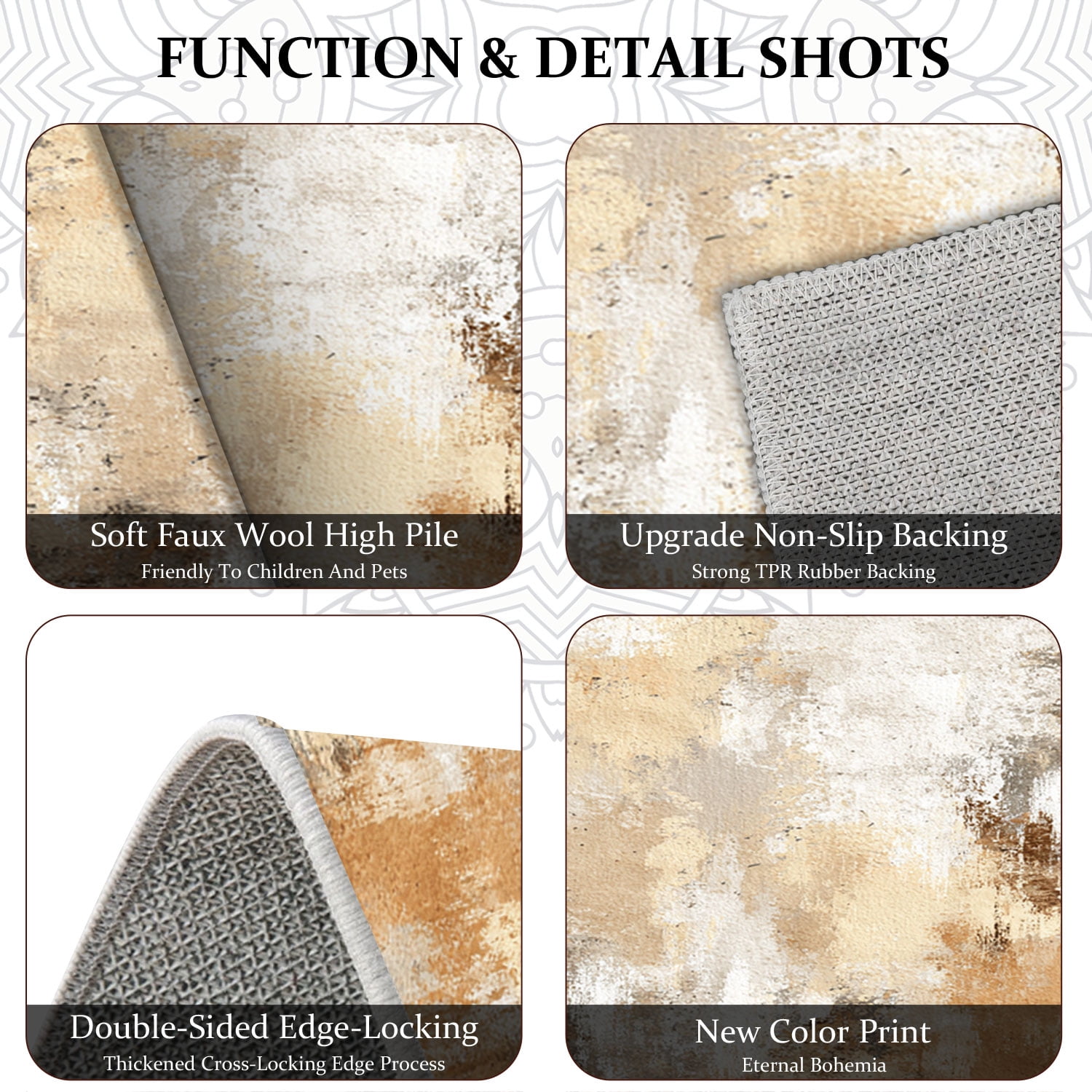3-Piece Farmhouse Kitchen Rug Set, Washable Anti Slip Striped Floor Mats in 3 Sizes, Stain Resistant Decor Rugs for Kitchen Hallway Bathroom Home Christmas Decor