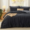 thumbnail image 2 of Juego de edredón Bedsure, tamaño king, reversible, negro, 3 piezas, 2 of 7