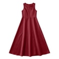 thumbnail image 7 of AHTJRT Graduation Dresses for Girls Satin Silk Crew Neck Sleeveless Pleated Flowy Maxi Dress Elegant Party Chorist Bridesmaid Dresses Wine 12-13 Years, 7 of 7