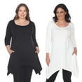 thumbnail image 1 of White Mark Tunique Noire Col Rond Manches 3/4 pour Femmes Lot de 2 Makayla, 1 of 5