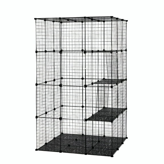 ZOPan 42x42x72'' Large Indoor Cat Cage 4 Tier Wire Kennel, DIY Playpen Crate for Cats' Play & Safety