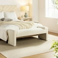 thumbnail image 3 of 58'' Upholstered Bench Chenille Boucle Modern Accent Bench End of Bedroom Entryway Ivory, 3 of 9