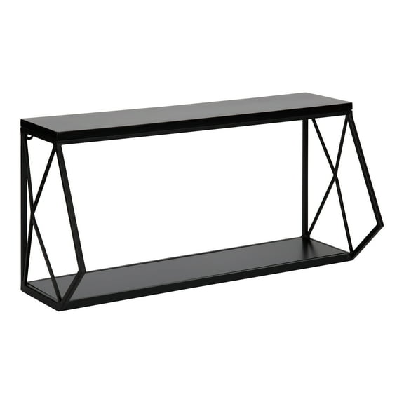 Kate and Laurel Brost Wood and Metal Wall Shelf, Black 22x8x10.25