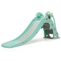 Topbuy 3-in-1 Kids Dolphin Slide Baby Play Climber Set W/ Basketball Hoop Green