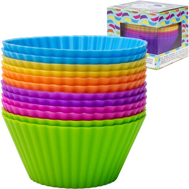 Silicone Cupcake Liners Baking Cups, Assorted Colors, Vibrant Muffin