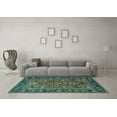 thumbnail image 3 of Ahgly Company Machine Washable Indoor Round Oriental Turquoise Blue Industrial Area Rugs, 8' Round, 3 of 4