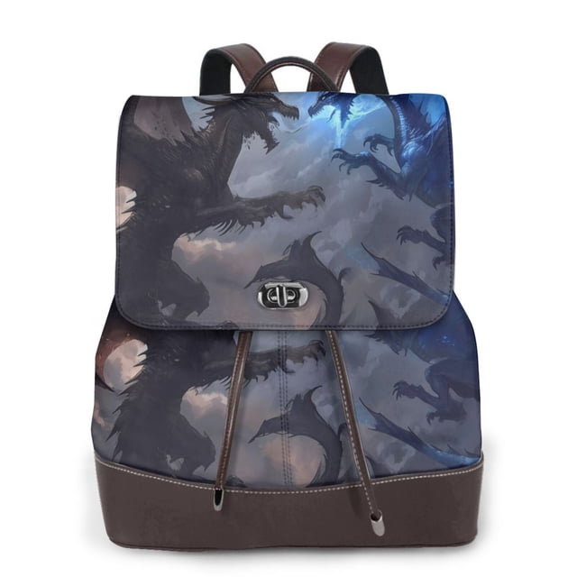 Balery Black And Blue Lightning Dragon Mochila de Cuero para Mujeres, Gran Capacidad, Bolsa de Viaje Multifuncional, Mochila de Cuero y Bolsa de Hombro para Mujeres