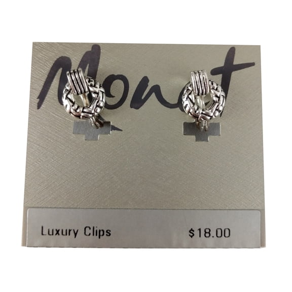 Monet Tiny Silver Tone Door Knocker Clip On Earrings 1/2" Ladies Adult Female Women