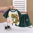 thumbnail image 2 of eczipvz Boy Clothes 3t Toddler Boy Clothes Boys Summer Outfits Cotton Short Sleeve T-Shirt & Shorts Set Green 4-5 Years, 2 of 4