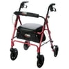 Carex Aluminum Rolling Walker Rollator with 8" Wheel for Seniors, 250 lb Weight Capacity, Burgundy