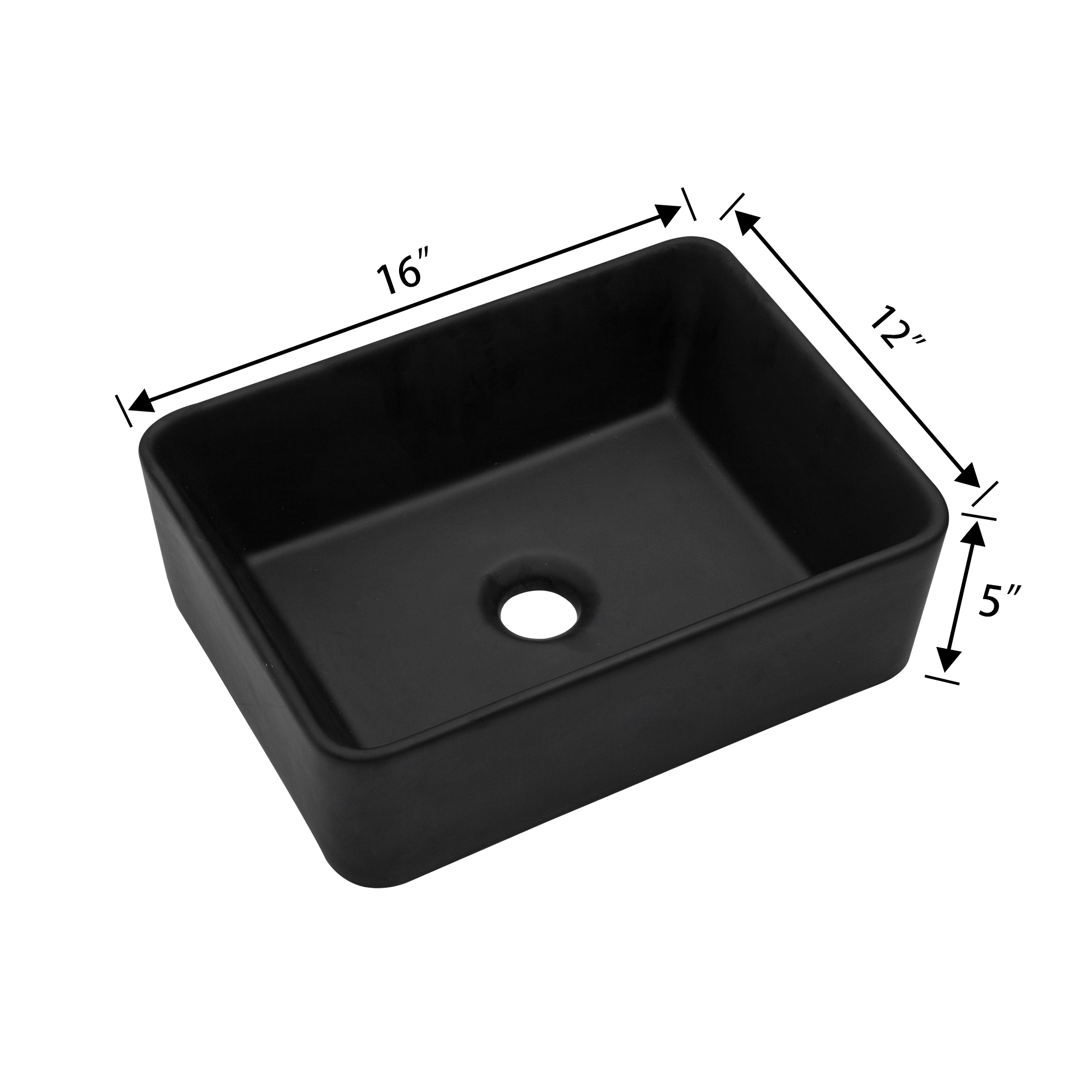 Logmey 16"Lx12"W Rectangle Black Vessel Sink for Bathroom Ceramic Sink Above Counter Basin Art
