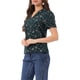 thumbnail image 4 of INSPIRAR CHIC Blusas de Cuello en V para Mujeres Elegante Casual Estampado de Cereza con Solapa Notch Verano Manga Corta XS Verde Oscuro, 4 of 6