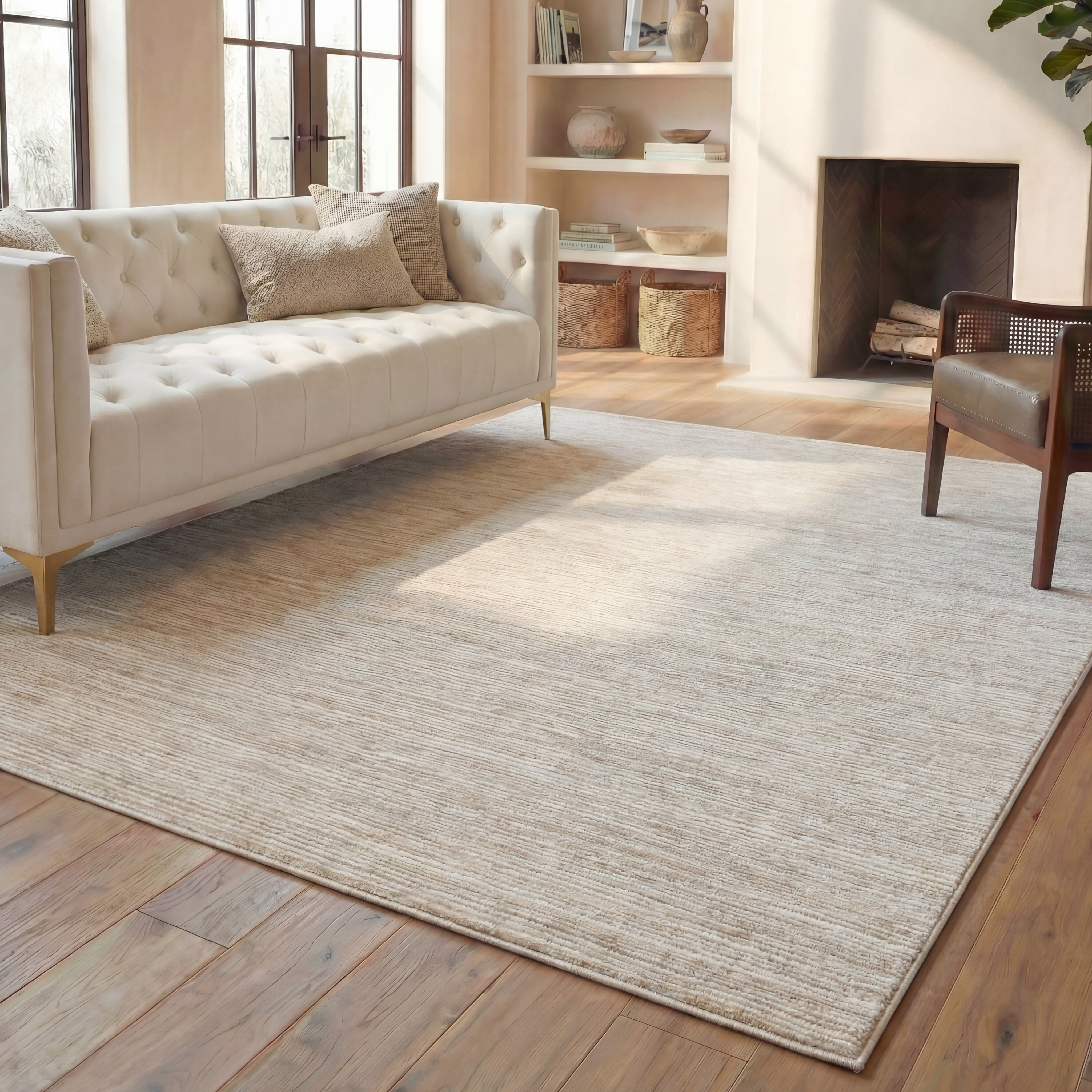 SAFAVIEH Vision Adrasteia Overdyed Solid Area Rug, Cream, 5'1" x 7'6" - Modern Design, Creme, Non-Shedding & Easy Cleaning, Ideal for Living Room, Bedroom, Dining Space