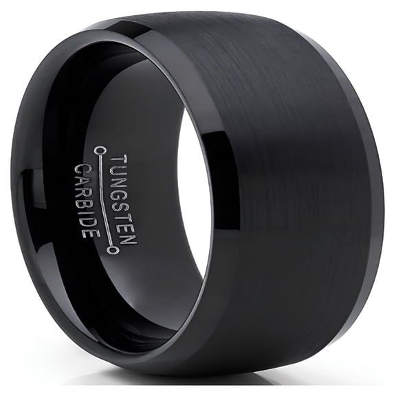 DESIGNICE Mens Solid Black Tungsten Wedding Band Ring Dome 8Mm Comfort Mens Tungsten Wedding Bands-Fit