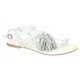 thumbnail image 1 of Leather Collection - Sandalias planas con flecos decorativos para mujer (Blanco), 1 of 2