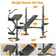 Weight Bench,Blacksmith 6-in-1 Adjustable 1100 lbs Load Bearing Weightbench Set with Squat Rack, Leg Developer, Preacher Curl, Butterfly Arms