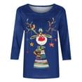thumbnail image 3 of Funicet Blouses pour Femmes Mode, Blouses pour Femmes, T-Shirt Imprimé de Noël Manches 3/4 Col Rond Décontracté, Blouses pour Femmes Mode, T-Shirts pour Femmes, 3 of 4