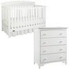 Graco Benton 5-in-1 Convertible Fixed-Side Crib and 4-Drawer Dresser, White with Bonus Mattress