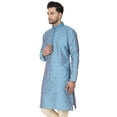 thumbnail image 4 of SKAVIJ Men's Indian Art Silk Top Casual Long Shirt Regular Fit Outfit (Medium, Turquoise), 4 of 6