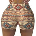 thumbnail image 2 of Haiem Traditional Tribal Aztec No Front Seam Biker Shorts for Women Yoga Workout Gym Bike Shorts with Tummy Control Moisture-Wicking-Small, 2 of 9