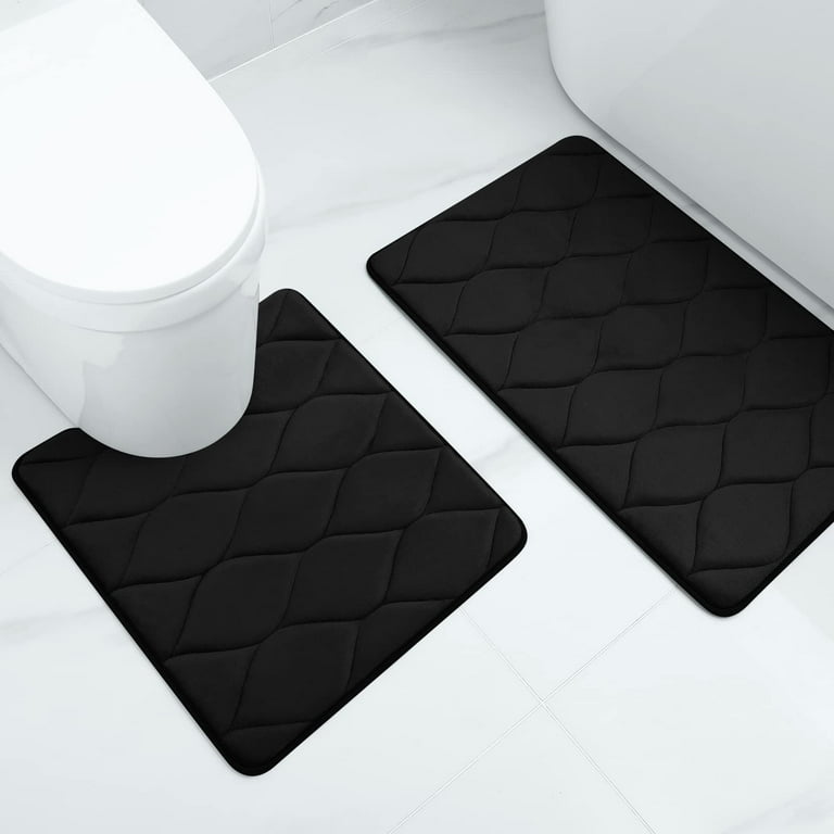 Smiry Memory Foam U-Shaped Toilet Rug, 24" x 20", Black photo 7