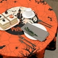 thumbnail image 5 of Happy Halloween Table Cloth, Pumpkin Spiders Ghosts Washable Polyester Round Tablecloth 60 inch for Kitchen Dinner Dining Room Indoor Outdoor Holiday Halloween Party Decoration, 5 of 7