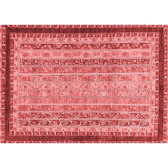 Ahgly Company Machine Washable Indoor Rectangle Oriental Red Modern Area Rugs, 7' x 9'