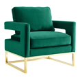 thumbnail image 1 of TOV Furniture Chaise Avery 20" Moderne en Velours et Acier Inoxydable Vert/or, 1 of 6