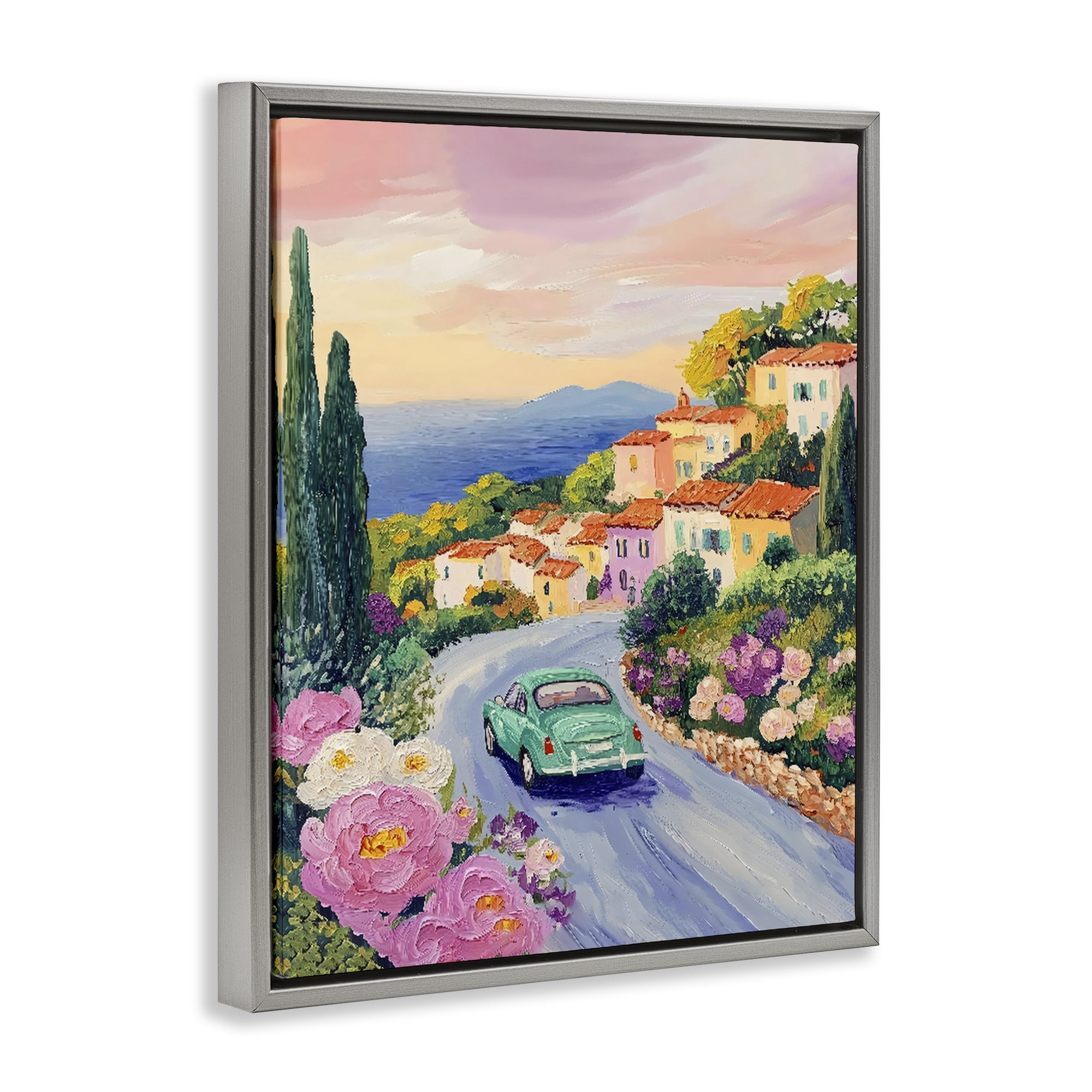 Stupell Industries Driving Along The Coast Gray Framed Floater Canvas Wall Art, design by The Prints Vibe