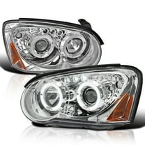 Spec-D Tuning Chrome Halo Projector Headlights Compatible with 2004-2005 Subaru Impreza RS/ WRX/ Outback/ STI, Left   Right Pair Headlamps Assembly
