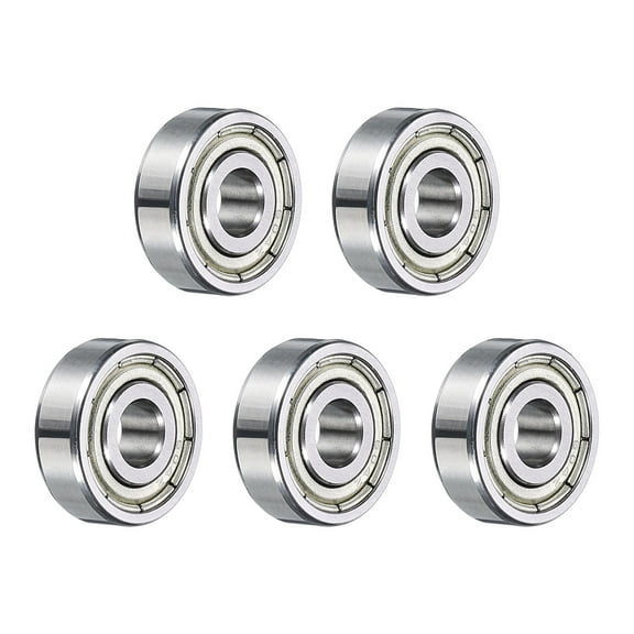 Uxcell 5pcs 604ZZ Deep Groove Ball Bearings 4 x 12 x 4mm Carbon Steel Double Shield Bearings for Electric Motor, Silver Tone